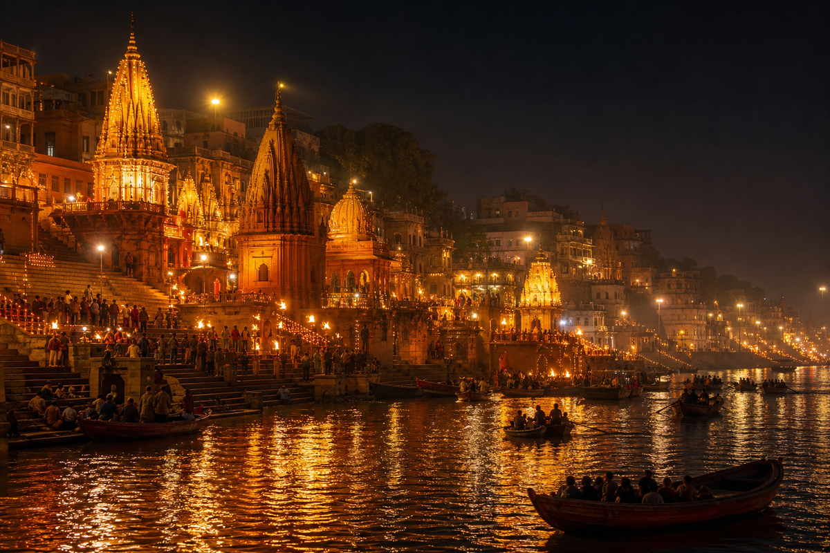 Ghats of Varanasi at dusk