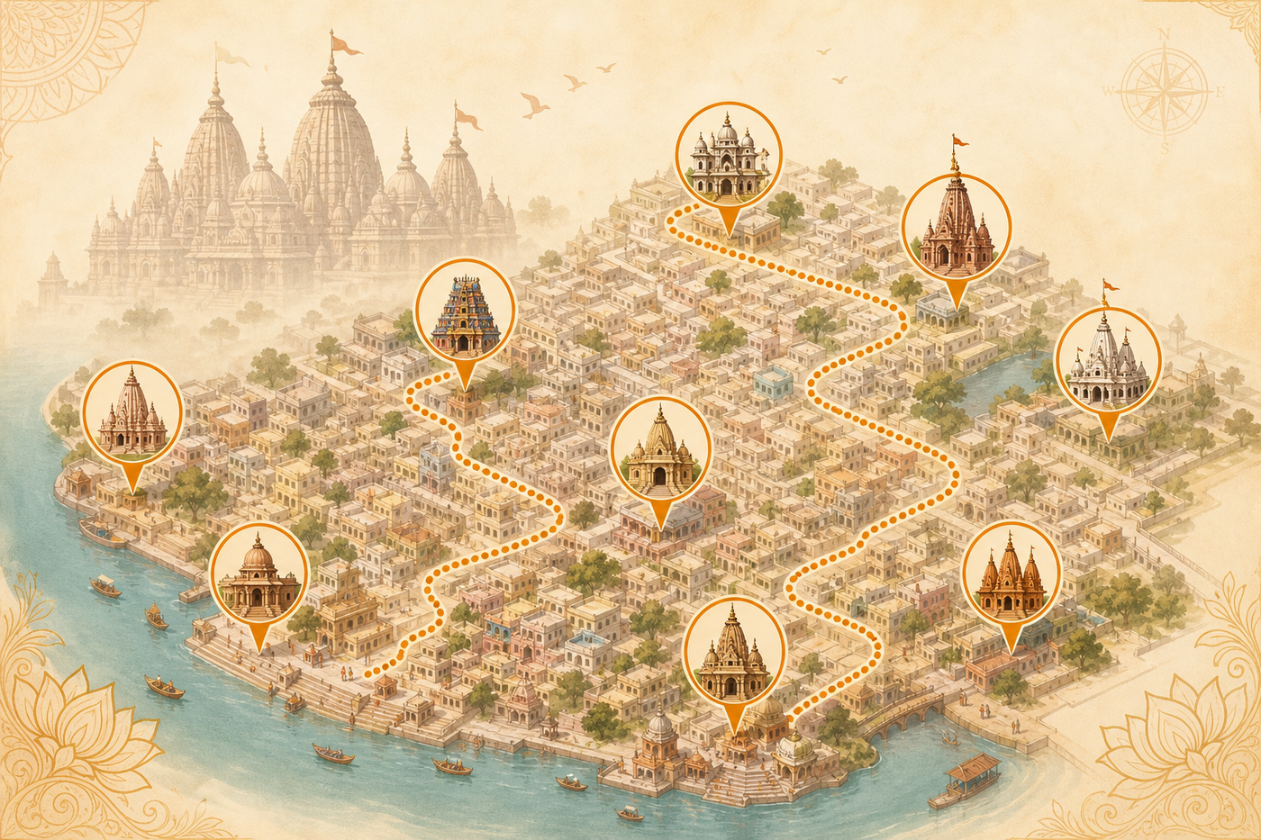 A map of sacred India for planning a yatra